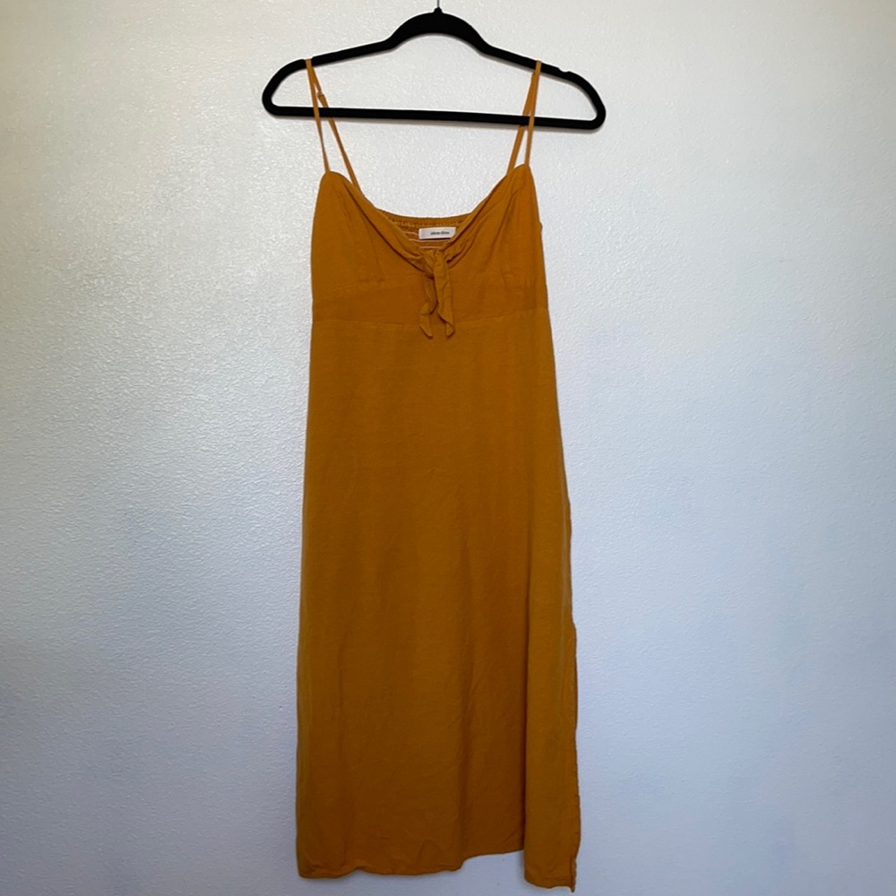Yellow MIDI Dress with slits on both sides